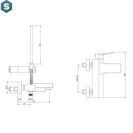 Змішувач для ванни Paffoni Tilt із регульованим душовим гарнітуром white matt TI023BO, Белый матовый