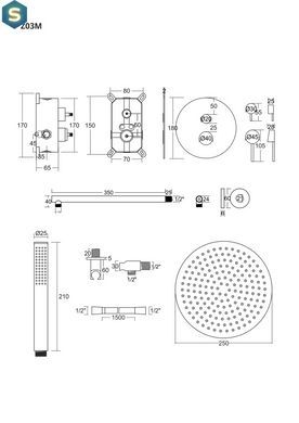 Душевая система скрытого монтажа Corsan Lugo black + BOX Z03MBL, Черный матовый