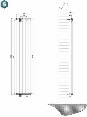 Дизайнерский вертикальный радиатор отопления Arttidesign Livorno 5/1800/340/50 белый матовий, Белый матовый