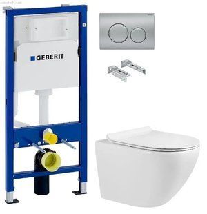 Інсталяція Geberit Duofix 458.103.00.1 з клавішею Delta20 хром матовий + Унітаз підвісний Volle Amadeus M 13-06-055M із сидінням Soft Close