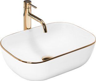Умивальник Rea Belinda gold edge накладний білий/золотий REA-U8736, Білий