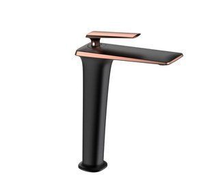 Смеситель для умывальника Mexen Purus black rose gold высокий MEX-745810-76, Черный/золото
