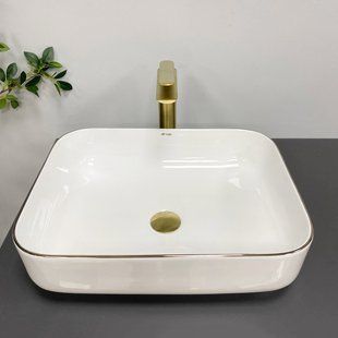 Умивальник (раковина) VBI PALERMO WHITE ROSE GOLD EDGE накладний, Білий