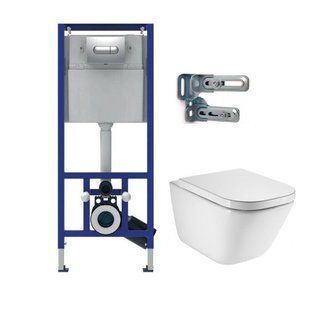 Комплект инсталляция Sanit 90.502.00..S019 с унитазом Roca Gap Clean Rim A34H47C000 с сидением Soft Close, Хром