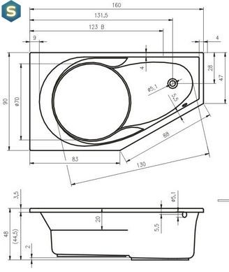 Ванна акрилова Riho Yukon 160x90 права BA3400500000000