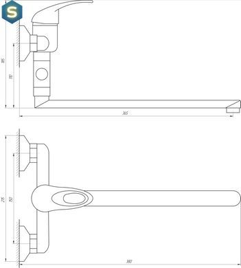 Смеситель для ванны Globus Lux Sena GLS-108, Хром