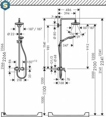 Душевая система Hansgrohe Croma Select E 27258400