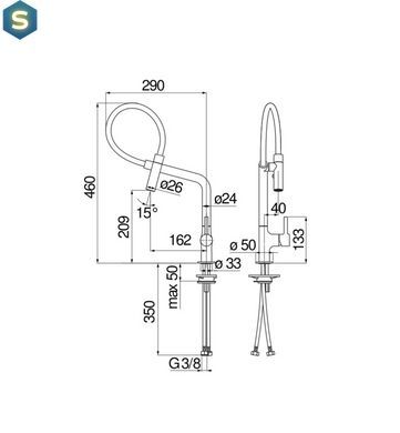 Змішувач для кухні Nobili Lamp, лійка з ручним душем на магніті, хром MP119400CR, Хром