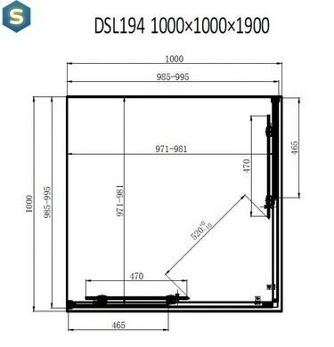 Душевая кабина Dusel DSL194B Black Matt 1000x1000x1900, Черный матовый, прозрачный, черный матовый, 100x100