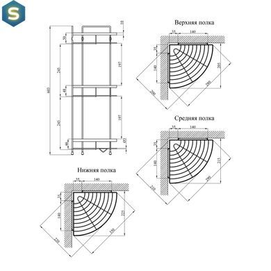 Полиця для ванної кімнати кутова Kroner KRM Rizze - ACC329-3 CV022914, Хром