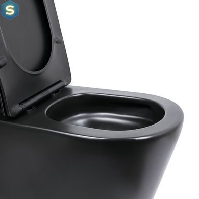 Унітаз підлоговий Qtap Scorpio Ultra Quiet безобідковий з сидінням Soft-close Black matt QT14226088AMB, Черный матовый
