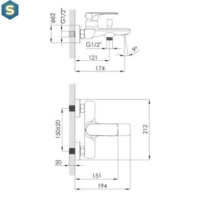Смеситель для ванны Imprese Lednice хром f03207901BA, Хром