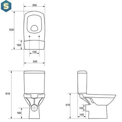 Унітаз-компакт 559 Cersanit Carina New CleanOn 011 3/6 з сидінням duraplast Soft Close K31-050