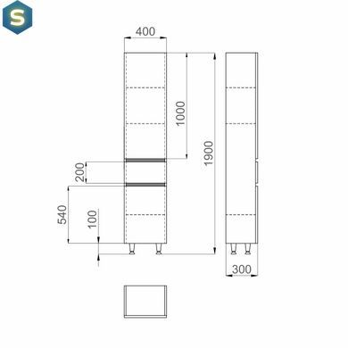 Пенал підлоговий Sanwerk "Амата" 40 білий правий MV0000785, Білий