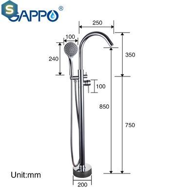 Смеситель для ванны напольный &Oslash;35 Gappo Jacob 1/3 G3098, Хром