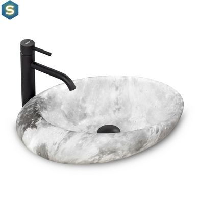 Умывальник Rea Roxy C stone L.gray накладной серый REA-U6651, Каппучино