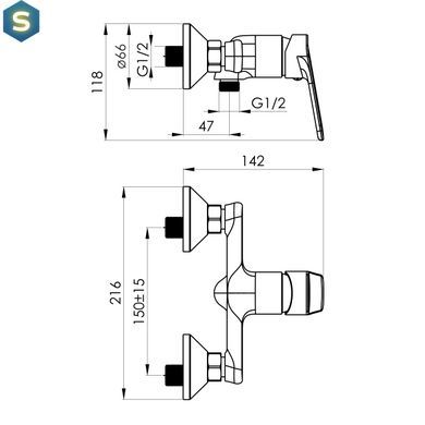 Смеситель для душа RJ Vila хром RJFA087-04CH, Хром