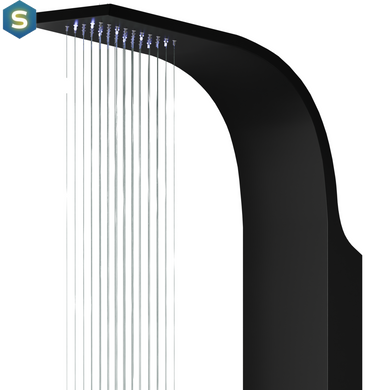Душова панель Corsan Festo black LED з виливом S046MBLLEDW, Черный матовый