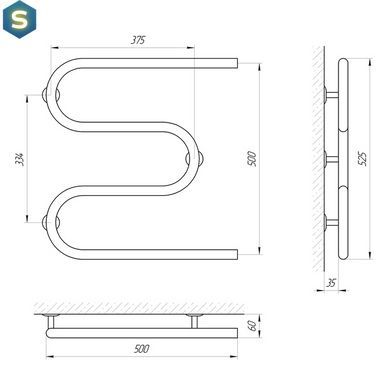 Полотенцесушитель Laris Змеевик 25 РС3 500x500 3/4" 71207172, Хром