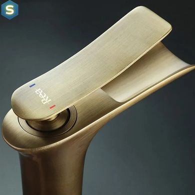Змішувач для умивальника Rea Laguna antique brushed gold високий REA-B8120, Бронза
