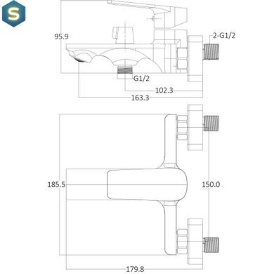 Змішувач для ванної Globus Lux Bonn GLB-0102N, Хром