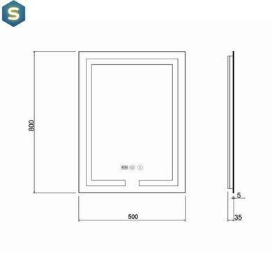 Дзеркало Qtap Mideya з антизапотіванням (DC-F936) 500х800 QT2078F936W, Білий