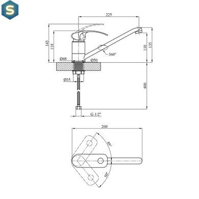 Смеситель для кухни Kroner KRP Konstante - C030 CV023590, Хром