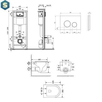 Підвісний унітаз Qtap Taurus Ultra Quiet + інсталяція Qtap Nest 4 в 1 (кругла клавіша Satin), Чорний/золото
