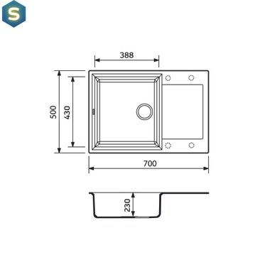 Кухонна мийка Adamant Horizon Medium 700x500x230 антрацит 000000000000, Антрацит