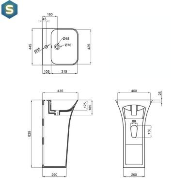 Умывальник напольный Qtap Crow 450x435x835 White QT0511G315WN, Белый
