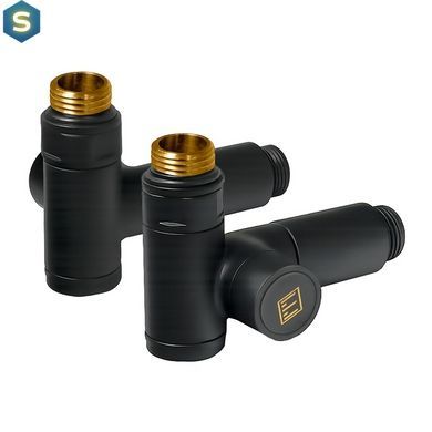 Комплект дизайн кранов под ТЭН Ideale Senso 1/2&rdquo;x1/2&rdquo; черный, Черный/золото