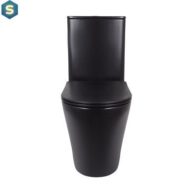 Унітаз підлоговий Qtap Scorpio Ultra Quiet безобідковий з сидінням Soft-close Black matt QT14226088AMB, Черный матовый