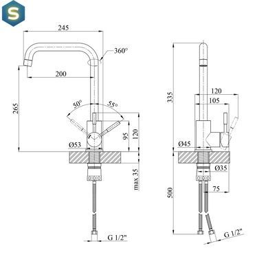 Змішувач для кухні Kroner KRP Edelstahl Klassisch - ESG037 CV023001, Хром матовий