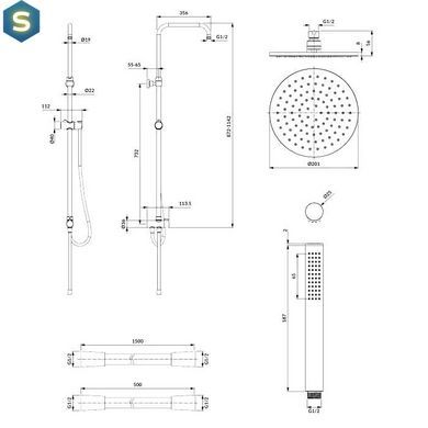 Душевая система Omnires Micro chrome SYSMicroCR, Хром