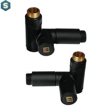 Комплект дизайн кранов под ТЭН Ideale Senso 1/2&rdquo;x1/2&rdquo; черный, Черный/золото