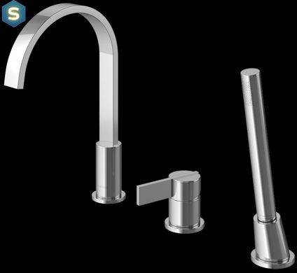 Смеситель на борт ванны Kohlman Dexame chrome QB241D, Хром