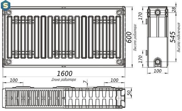 Радиатор стальной панельный Optimum 22 бок 600x1600, Белый