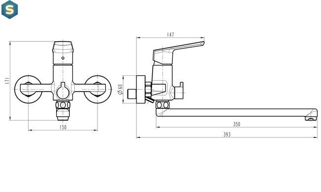 Смеситель для ванны Topaz Lexi TL21208-H57-0, Хром