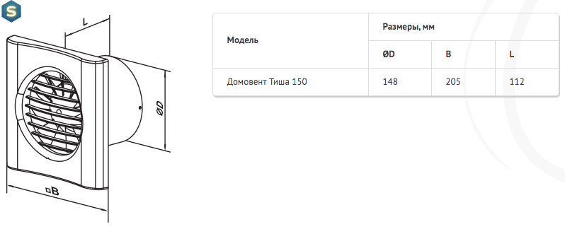 Малошумный вентилятор Домовент Тиша 150 Л