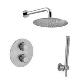 Душова система з термостатом та верхнім душем Paffoni &Oslash;300 мм Shower steel KITLIQ018ST300, Нержавіюча сталь