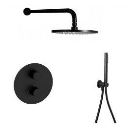 Душова система прихованого монтажу Paffoni Shower з термостатом на 2 споживача з верхнім душем &Oslash;225 мм black matt KITLIQ018NO, Черный матовый