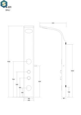 Душевая панель Corsan Bali bamboo хром с термостатом B231TCH, Дуб