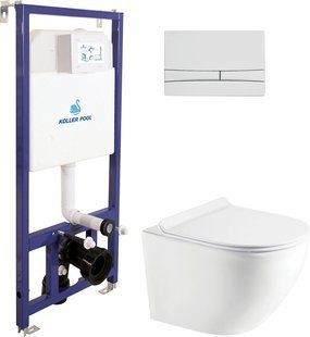 Установка KOLLER POOL Dune 1200SL + панель смыва Integro Cosmo White + подвесной унитаз Round с сиденьем Soft Close дюропласт