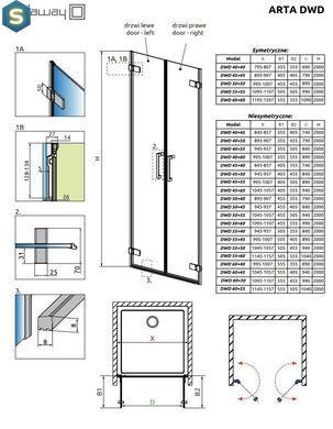 Душові двері Radaway Arta DWD 80 см 386030-03-01L + 386030-03-01R