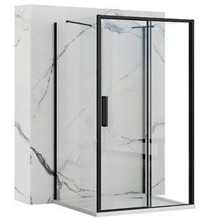 Душевая кабина Rea Rapid Slide 150x100 black пристенная REA-KPL-09891, Черный матовый, Универсальная, прозрачный, черный матовый