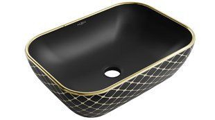 Умивальник Mexen Rita black matt diamond gold накладний MEX-21084579, Золотий