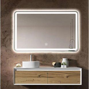 Дзеркало Dusel Led DE-M0065D Silver 80x65 см сенсорне включення + + підігрів+ годинник/темп, Каппучино