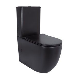 Унитаз напольный Qtap Robin Ultra Quiet безободковый с сиденьем Soft-Close Black matt QT13226083AMB, Черный матовый