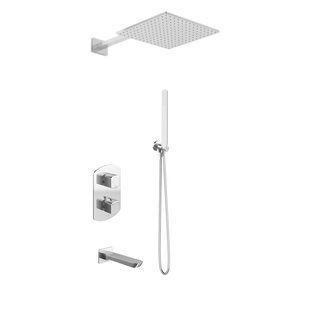 Душова система Kohlman Foxal 25 chrome з термостатом + BOX прихованого монтажу KPL-QW433FQ25, Хром