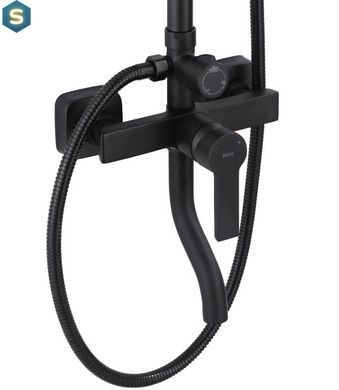 Душевая система Rea Argus black с изливом REA-P2389, Черный матовый
